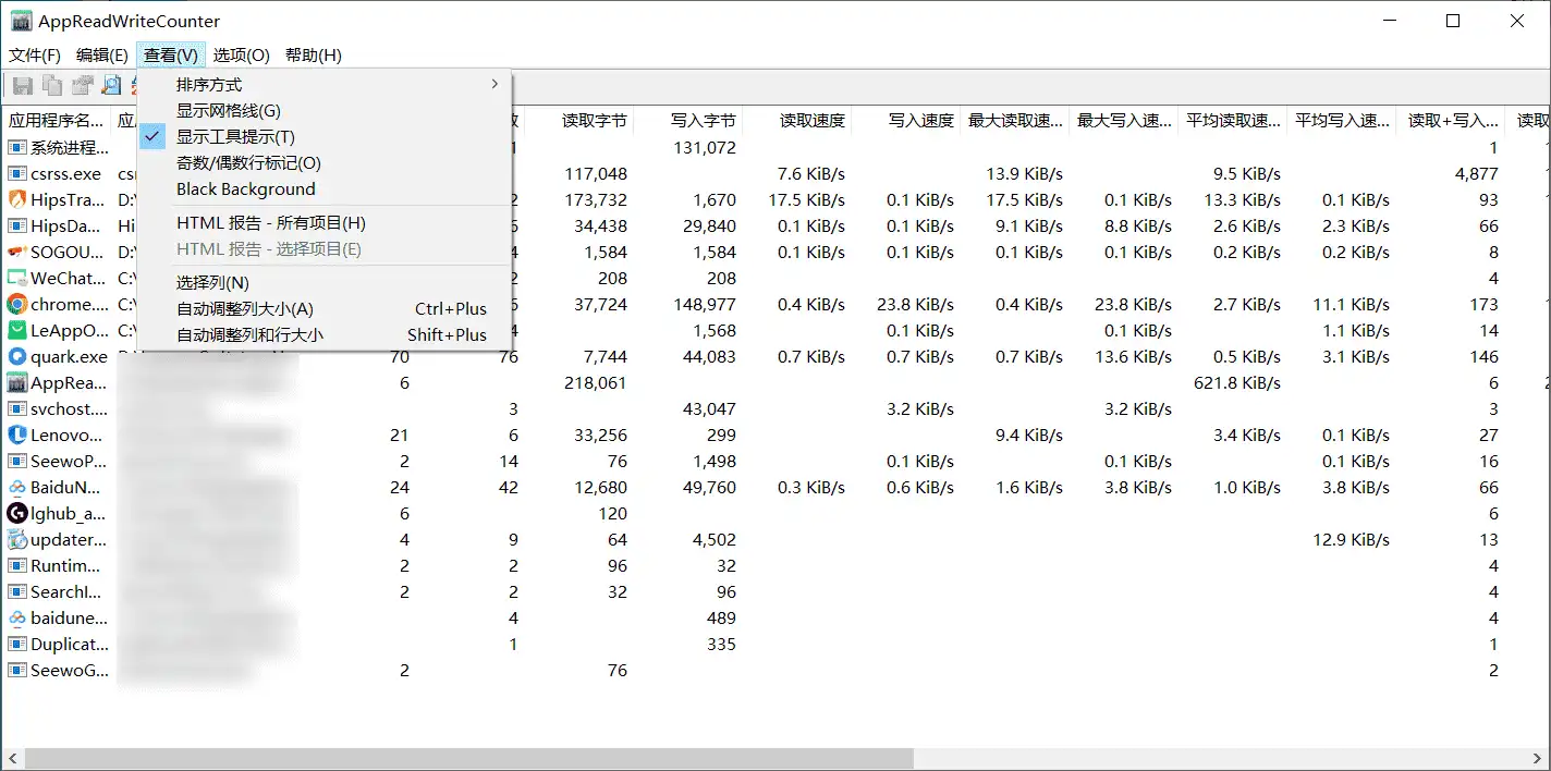 Windows AppReadWriteCounter 应用程序文件读写监控_v1.42 绿色便携版